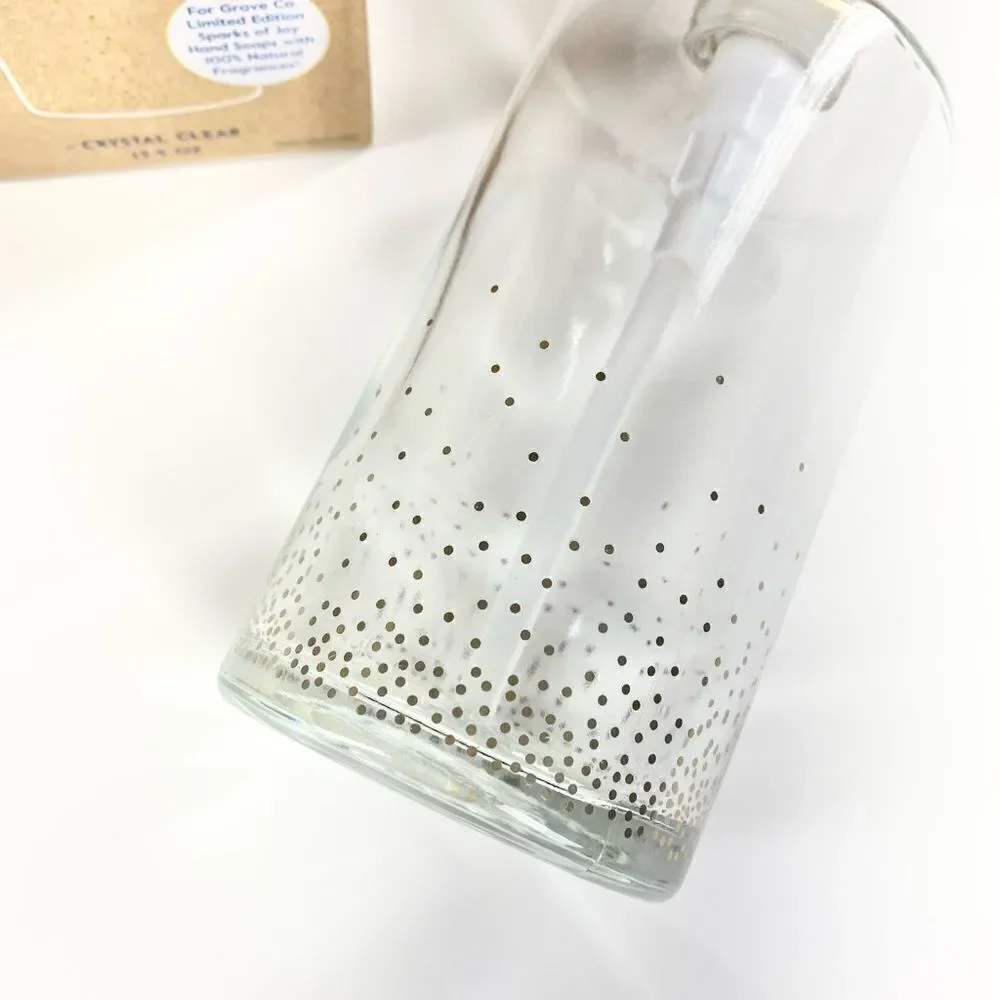 Grove collaborative sparks of Joy hand soap dispenser clear gold 13.5